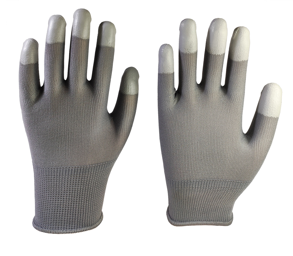 3G Grey polyester with grey top PU coated gloves