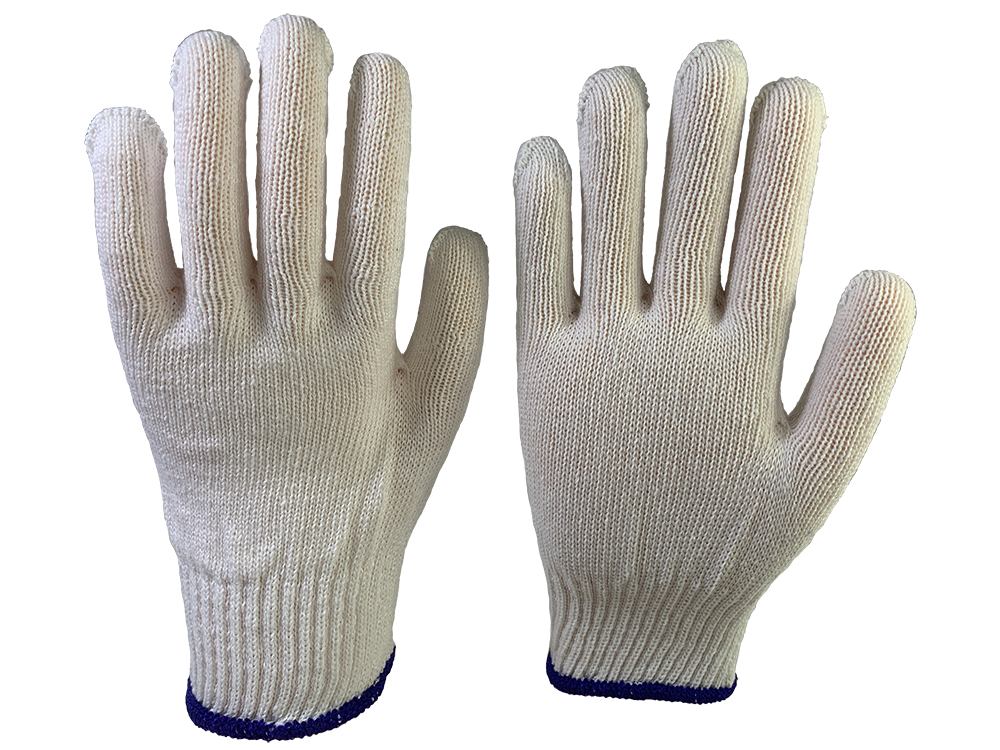 10G Bleached white cotton knitted gloves