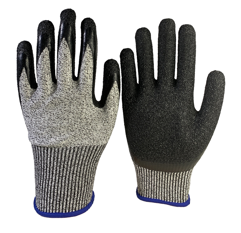 13 G cut resistant with Latex crinkle coated gloves